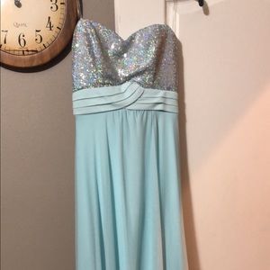 Baby Blue Prom dress with silver sparkly top